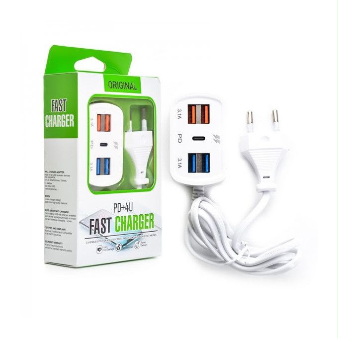 Chargeur Secteur Rapide Multi-Ports PD + 4U Fast Charger